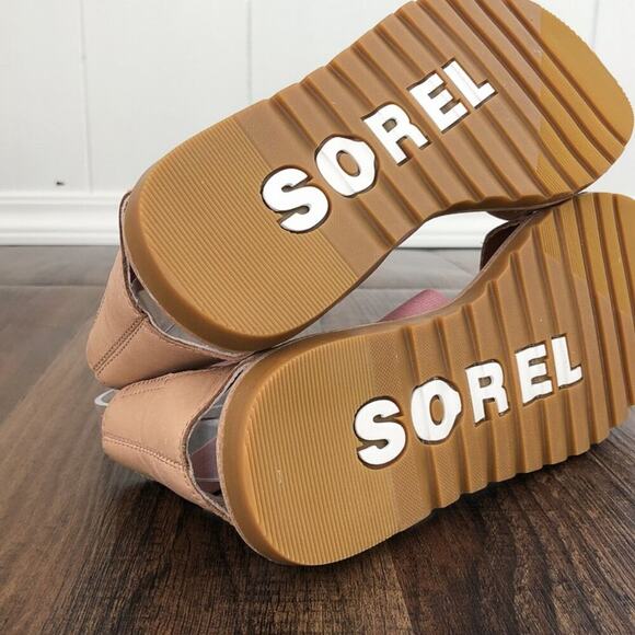 Sorel Ella II Strappy Leather Flat Sandal Vacation Cruise Size 8.5 Tan Pink - Picture 10 of 16